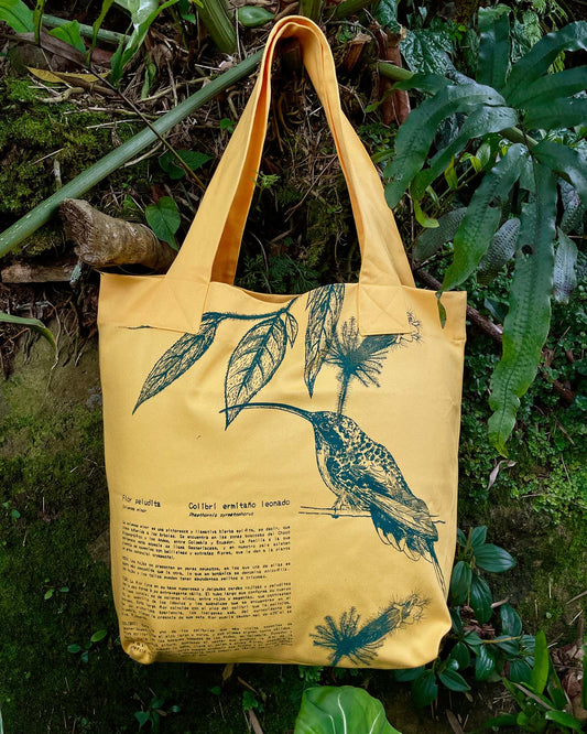 Bolsa de tela • Flor peludita - Colibrí ermitaño • Selviflora