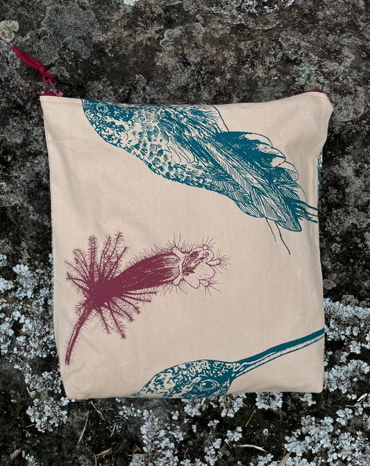 Cartuchera grande • Selviflora - Flor peludita y colibrí ermitaño