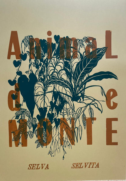 Cartel Animal de MONTE • 50 x 70 cm • Serigrafía y tipografía