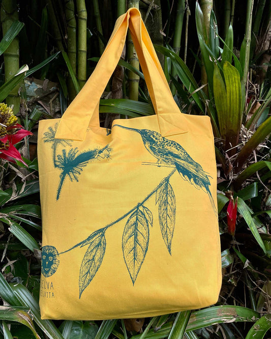 Bolsa de tela • Flor peludita - Colibrí ermitaño • Selviflora