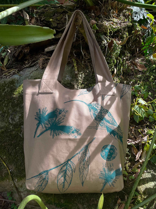 Bolsa de tela • Flor peludita - Colibrí ermitaño • Selviflora