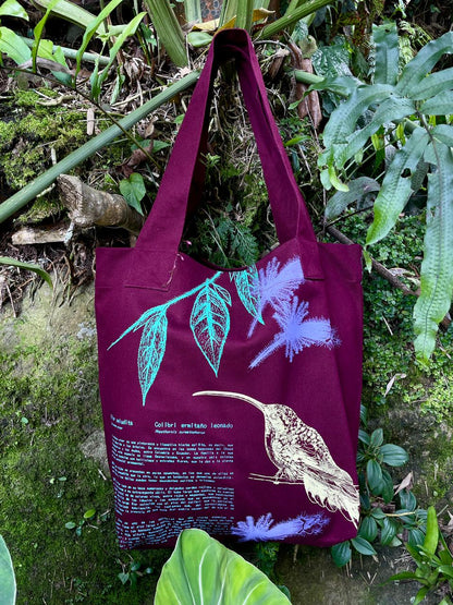 Bolsa de tela • Flor peludita - Colibrí ermitaño • Selviflora